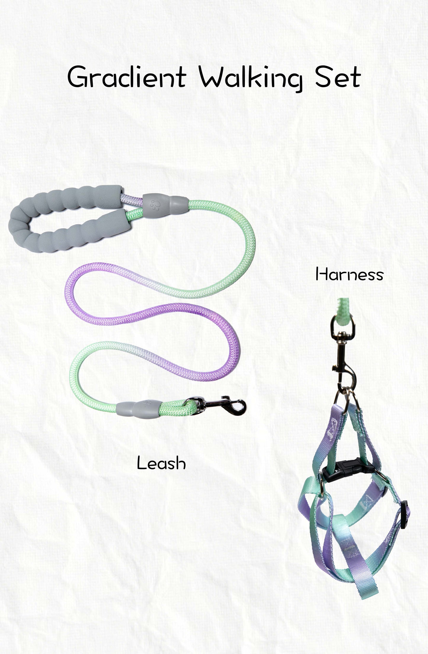 Gradient Color Dog Leads Walk Kit Leash and Harness