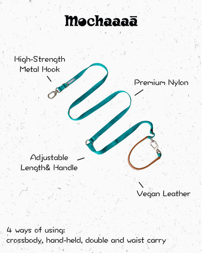 Mochaāā adjustable dog leash with vegan leather handle and high-strength metal hook – 4-in-1 hands-free design for walking, training, and running