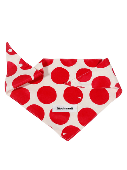 Bold Red Polka Dot Snap On Polyester Pet Bandana