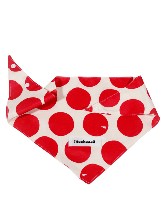 Bold Red Polka Dot Snap On Polyester Pet Bandana