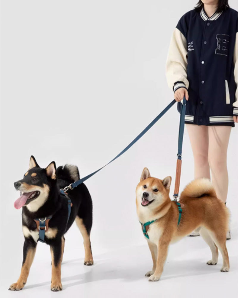 Mochaāā adjustable dog leash with vegan leather handle and high-strength metal hook – 4-in-1 hands-free design for walking, training, and running