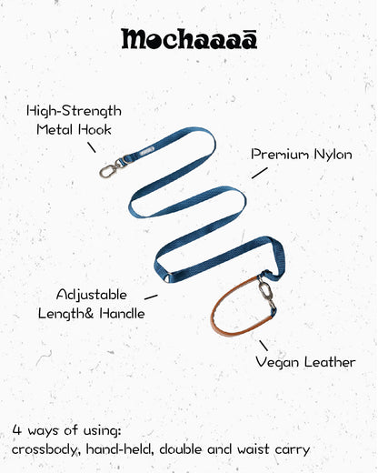 Mochaāā adjustable dog leash with vegan leather handle and high-strength metal hook – 4-in-1 hands-free design for walking, training, and running