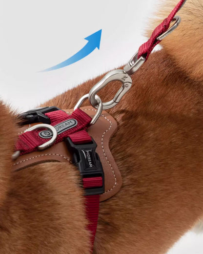 Mochaāā adjustable dog leash with vegan leather handle and high-strength metal hook – 4-in-1 hands-free design for walking, training, and running