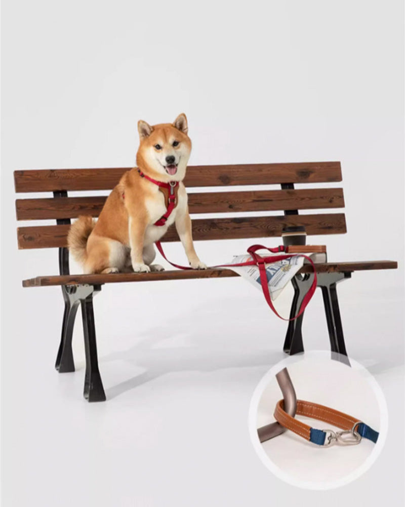 Mochaāā adjustable dog leash with vegan leather handle and high-strength metal hook – 4-in-1 hands-free design for walking, training, and running