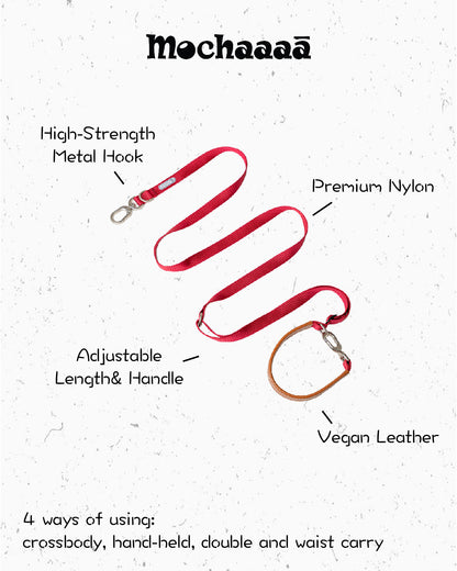 Mochaāā adjustable dog leash with vegan leather handle and high-strength metal hook – 4-in-1 hands-free design for walking, training, and running